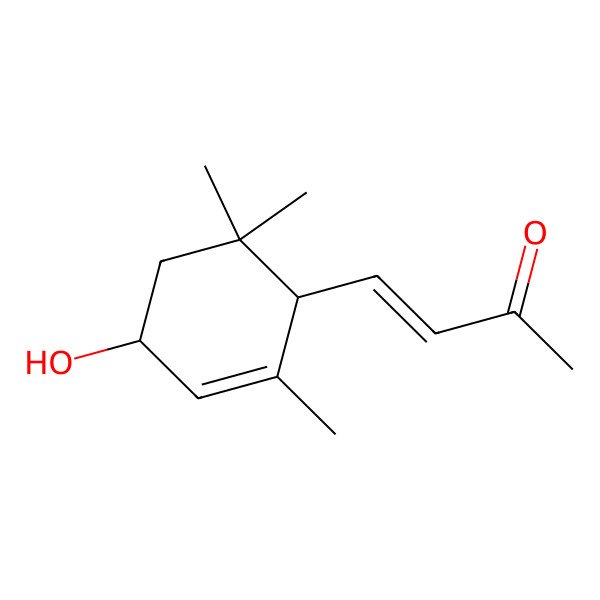 2D Structure of 4-[(1R,4S)-4-hydroxy-2,6,6-trimethylcyclohex-2-en-1-yl]but-3-en-2-one