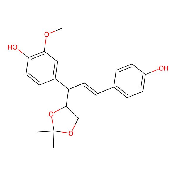 2D Structure of 4-[(1S)-1-[(4S)-2,2-dimethyl-1,3-dioxolan-4-yl]-3-(4-hydroxyphenyl)prop-2-enyl]-2-methoxyphenol