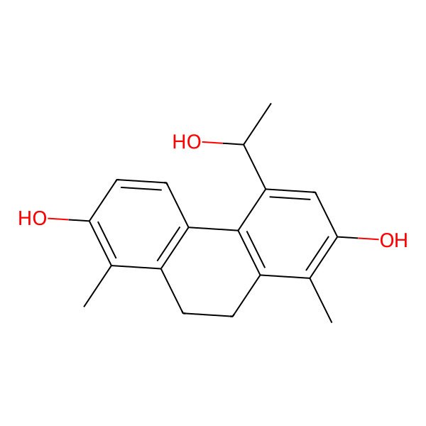 2D Structure of 4-[(1S)-1-hydroxyethyl]-1,8-dimethyl-9,10-dihydrophenanthrene-2,7-diol