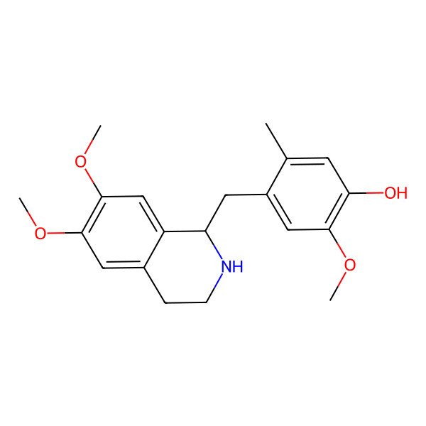 2D Structure of 4-[[(1S)-6,7-dimethoxy-1,2,3,4-tetrahydroisoquinolin-1-yl]methyl]-2-methoxy-5-methylphenol