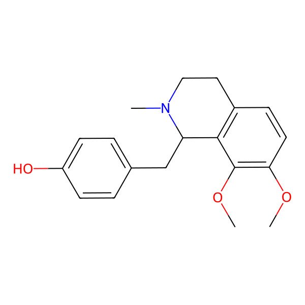 2D Structure of 4-[[(1S)-7,8-dimethoxy-2-methyl-3,4-dihydro-1H-isoquinolin-1-yl]methyl]phenol