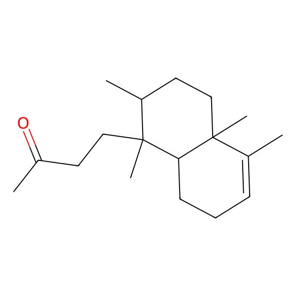 2D Structure of 4-[(1S,2R,4aR,8aS)-1,2,4a,5-tetramethyl-2,3,4,7,8,8a-hexahydronaphthalen-1-yl]butan-2-one