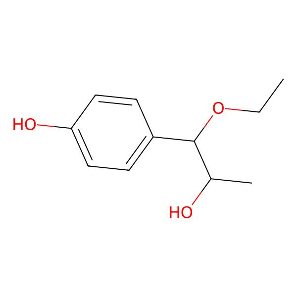 2D Structure of 4-[(1S,2S)-1-ethoxy-2-hydroxypropyl]phenol