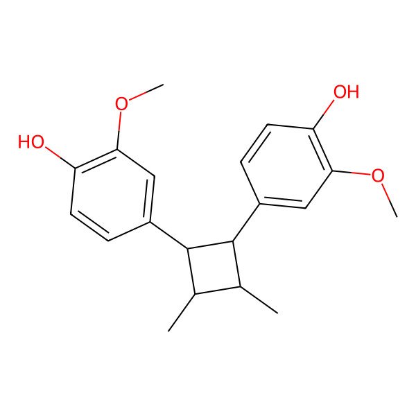 2D Structure of 4-[(1S,2S,3R,4R)-2-(4-hydroxy-3-methoxyphenyl)-3,4-dimethylcyclobutyl]-2-methoxyphenol