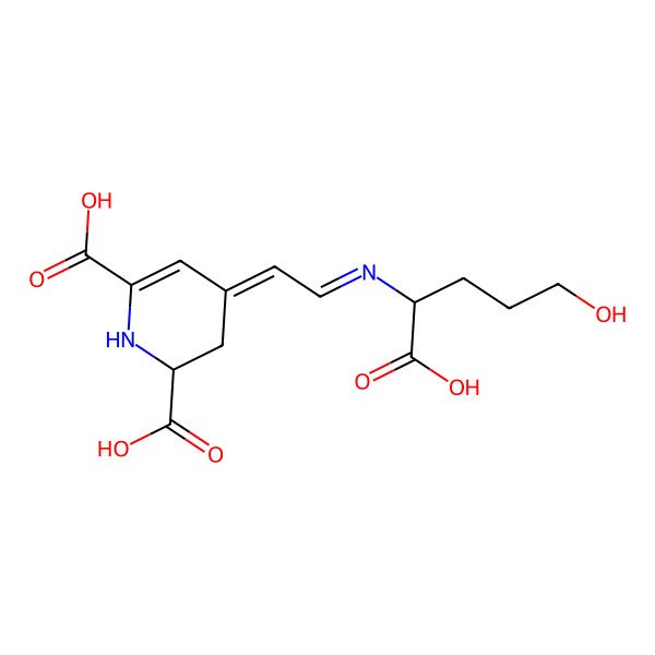 2D Structure of 4-[2-[(1-Carboxy-4-hydroxybutyl)amino]ethenyl]-2,3-dihydropyridine-2,6-dicarboxylic acid