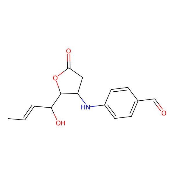 2D Structure of 4-[[2-(1-Hydroxybut-2-enyl)-5-oxooxolan-3-yl]amino]benzaldehyde