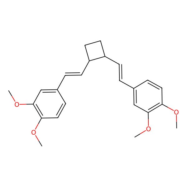 2D Structure of 4-[2-[2-[2-(3,4-Dimethoxyphenyl)ethenyl]cyclobutyl]ethenyl]-1,2-dimethoxybenzene
