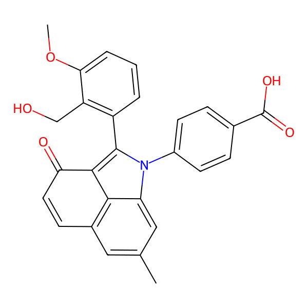2D Structure of 4-[2-[2-(Hydroxymethyl)-3-methoxyphenyl]-7-methyl-3-oxobenzo[cd]indol-1-yl]benzoic acid