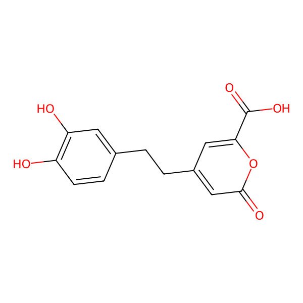 2D Structure of 4-[2-(3,4-Dihydroxyphenyl)ethyl]-6-oxopyran-2-carboxylic acid
