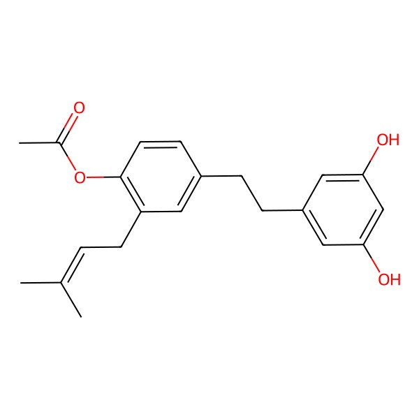 2D Structure of [4-[2-(3,5-Dihydroxyphenyl)ethyl]-2-(3-methylbut-2-enyl)phenyl] acetate