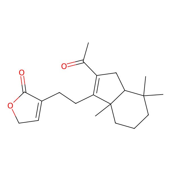 2D Structure of 4-[2-[(3aR,7aR)-2-acetyl-4,4,7a-trimethyl-3a,5,6,7-tetrahydro-3H-inden-1-yl]ethyl]-2H-furan-5-one