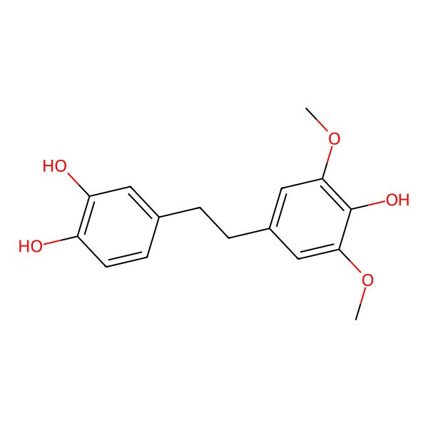 2D Structure of 4-[2-(4-Hydroxy-3,5-dimethoxyphenyl)ethyl]benzene-1,2-diol