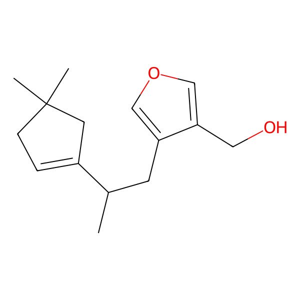 2D Structure of [4-[2-(4,4-Dimethylcyclopenten-1-yl)propyl]furan-3-yl]methanol