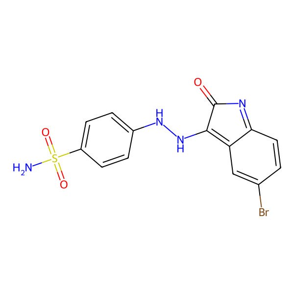 2D Structure of 4-[2-(5-bromo-2-oxoindol-3-yl)hydrazinyl]benzenesulfonamide