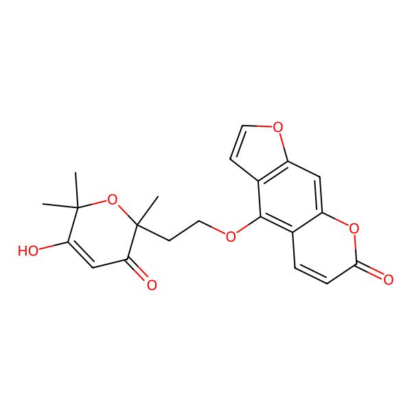 2D Structure of 4-[2-(5-Hydroxy-2,6,6-trimethyl-3-oxopyran-2-yl)ethoxy]furo[3,2-g]chromen-7-one