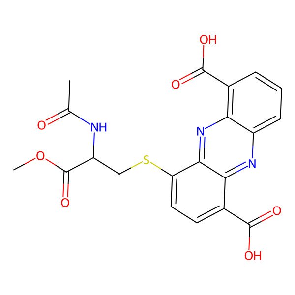 2D Structure of 4-(2-Acetamido-3-methoxy-3-oxopropyl)sulfanylphenazine-1,6-dicarboxylic acid