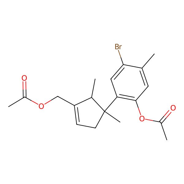 2D Structure of [4-(2-Acetyloxy-5-bromo-4-methylphenyl)-4,5-dimethylcyclopenten-1-yl]methyl acetate