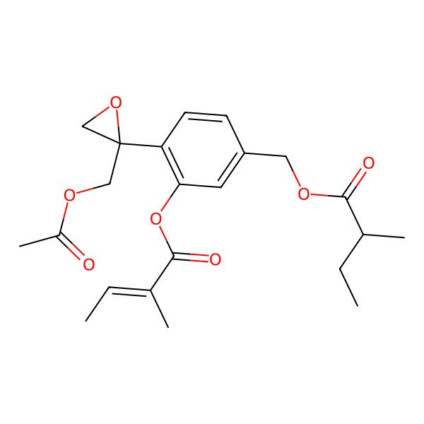2D Structure of [4-[2-(Acetyloxymethyl)oxiran-2-yl]-3-(2-methylbut-2-enoyloxy)phenyl]methyl 2-methylbutanoate