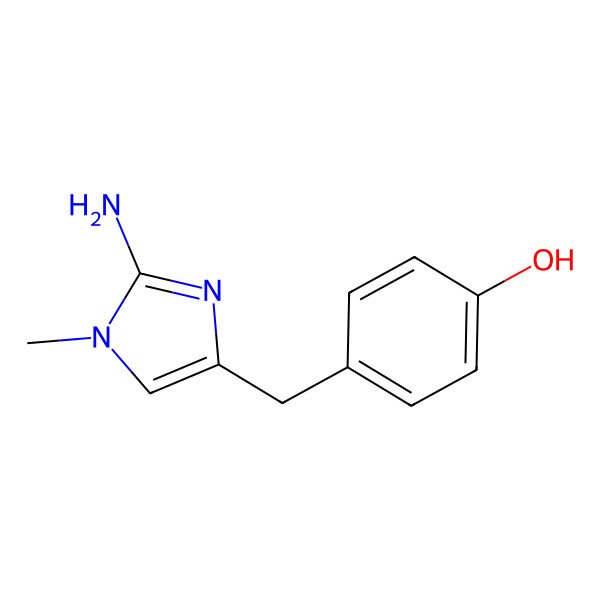 2D Structure of 4-[(2-Amino-1-methylimidazol-4-yl)methyl]phenol