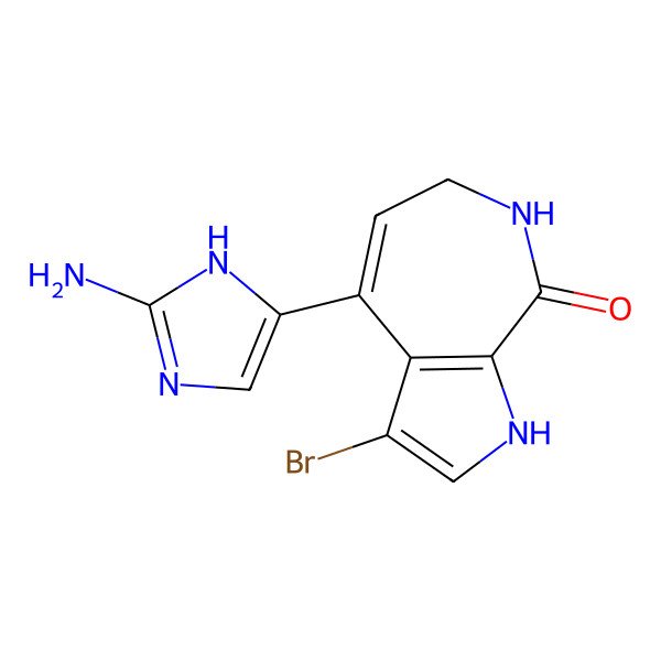 2D Structure of 4-(2-amino-1H-imidazol-5-yl)-3-bromo-6,7-dihydro-1H-pyrrolo[2,3-c]azepin-8-one
