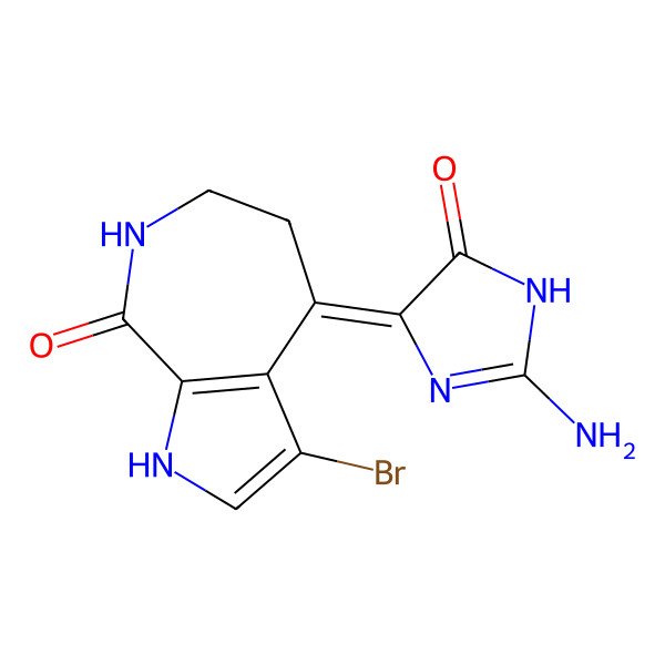 2D Structure of 4-(2-amino-5-oxo-1H-imidazol-4-ylidene)-3-bromo-1,5,6,7-tetrahydropyrrolo[2,3-c]azepin-8-one