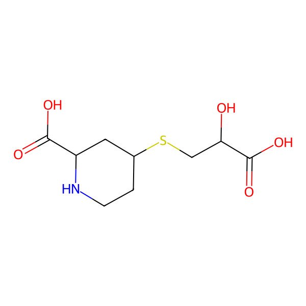 2D Structure of 4-(2-Carboxy-2-hydroxyethyl)sulfanylpiperidine-2-carboxylic acid