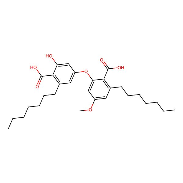 2D Structure of 4-(2-Carboxy-3-heptyl-5-methoxyphenoxy)-2-heptyl-6-hydroxybenzoic acid