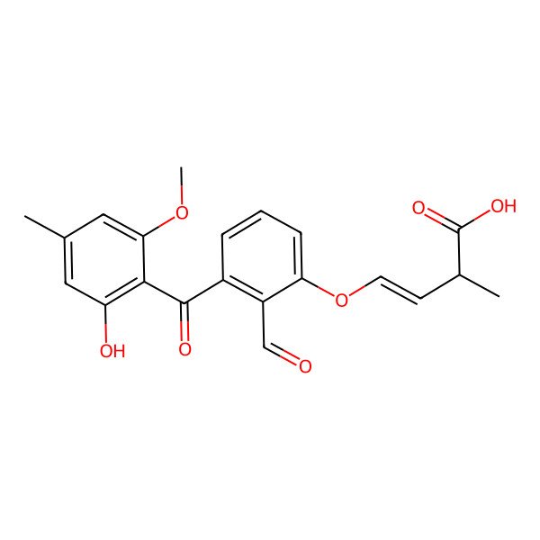2D Structure of 4-[2-Formyl-3-(2-hydroxy-6-methoxy-4-methylbenzoyl)phenoxy]-2-methylbut-3-enoic acid
