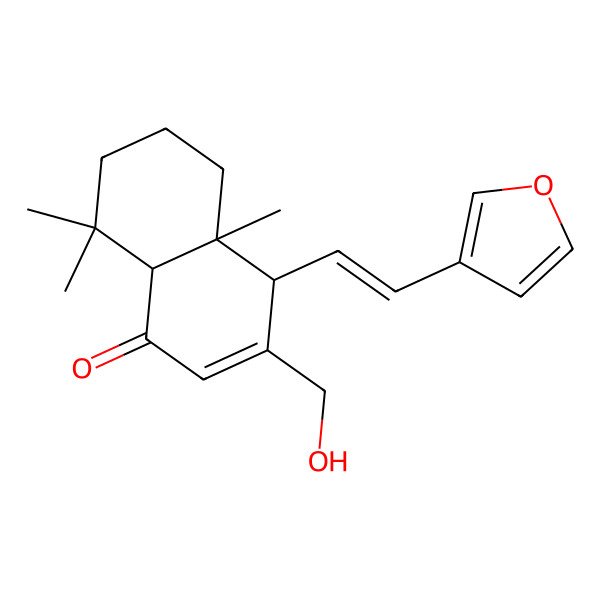 2D Structure of 4-[2-(furan-3-yl)ethenyl]-3-(hydroxymethyl)-4a,8,8-trimethyl-5,6,7,8a-tetrahydro-4H-naphthalen-1-one