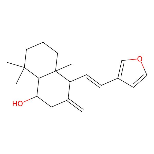 2D Structure of 4-[2-(furan-3-yl)ethenyl]-4a,8,8-trimethyl-3-methylidene-2,4,5,6,7,8a-hexahydro-1H-naphthalen-1-ol
