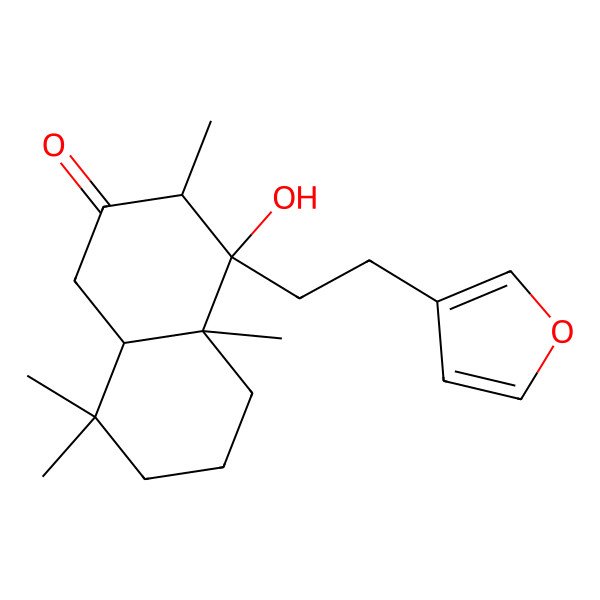 2D Structure of 4-[2-(Furan-3-yl)ethyl]-4-hydroxy-3,4a,8,8-tetramethyl-1,3,5,6,7,8a-hexahydronaphthalen-2-one