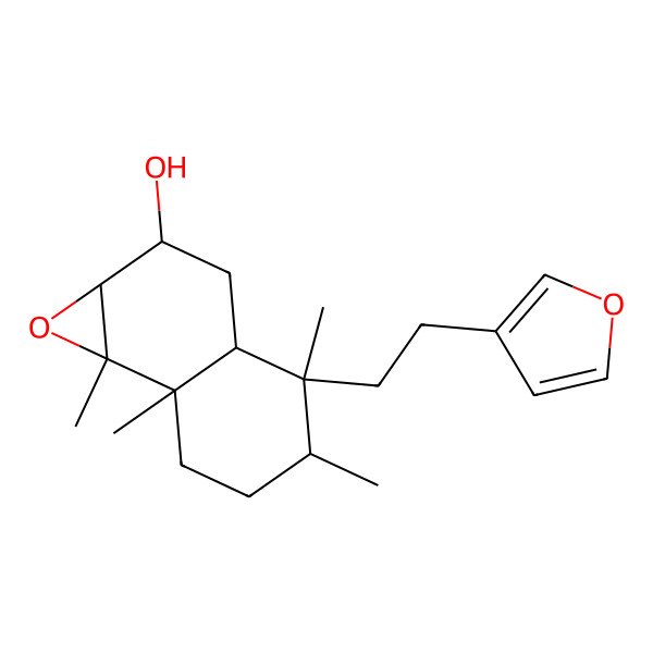2D Structure of 4-[2-(furan-3-yl)ethyl]-4,5,7a,7b-tetramethyl-2,3,3a,5,6,7-hexahydro-1aH-naphtho[1,2-b]oxiren-2-ol