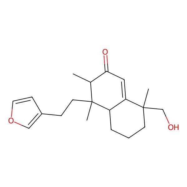 2D Structure of 4-[2-(furan-3-yl)ethyl]-8-(hydroxymethyl)-3,4,8-trimethyl-4a,5,6,7-tetrahydro-3H-naphthalen-2-one