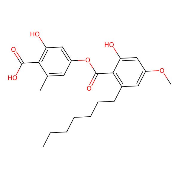 2D Structure of 4-(2-Heptyl-6-hydroxy-4-methoxybenzoyl)oxy-2-hydroxy-6-methylbenzoic acid