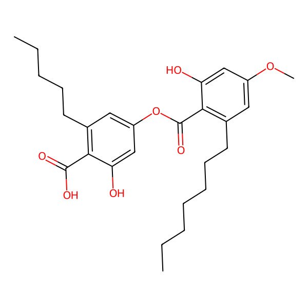 2D Structure of 4-(2-Heptyl-6-hydroxy-4-methoxybenzoyl)oxy-2-hydroxy-6-pentylbenzoic acid