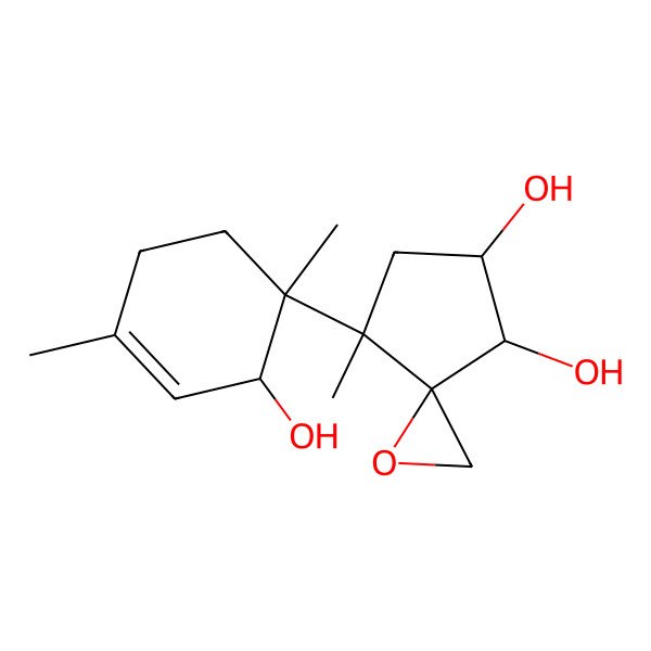 2D Structure of 4-(2-Hydroxy-1,4-dimethylcyclohex-3-en-1-yl)-4-methyl-1-oxaspiro[2.4]heptane-6,7-diol