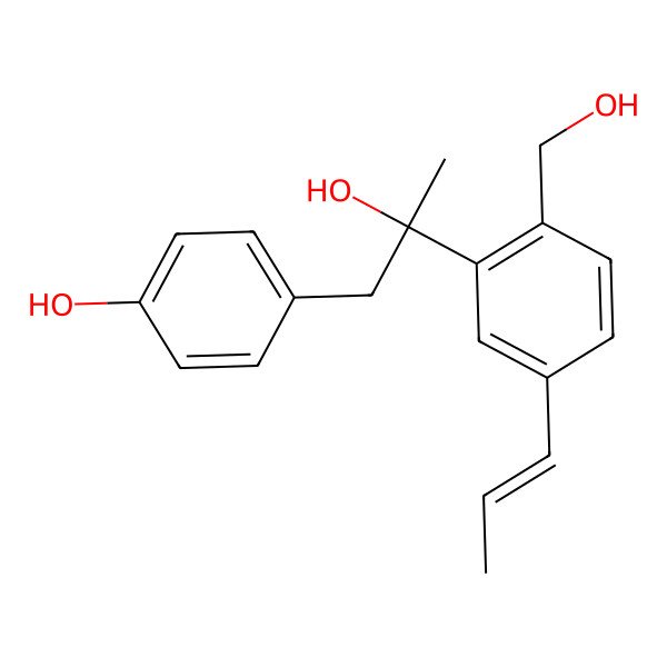 2D Structure of 4-[2-Hydroxy-2-[2-(hydroxymethyl)-5-prop-1-enylphenyl]propyl]phenol