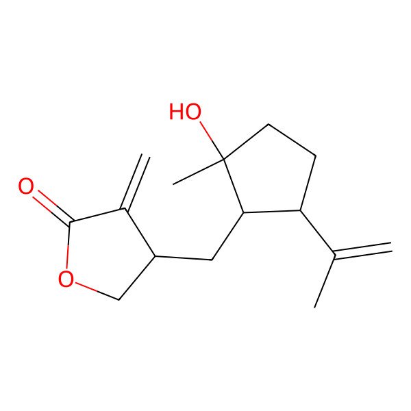 2D Structure of 4-[(2-Hydroxy-2-methyl-5-prop-1-en-2-ylcyclopentyl)methyl]-3-methylideneoxolan-2-one