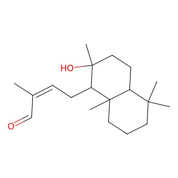 2D Structure of 4-(2-hydroxy-2,5,5,8a-tetramethyl-3,4,4a,6,7,8-hexahydro-1H-naphthalen-1-yl)-2-methylbut-2-enal
