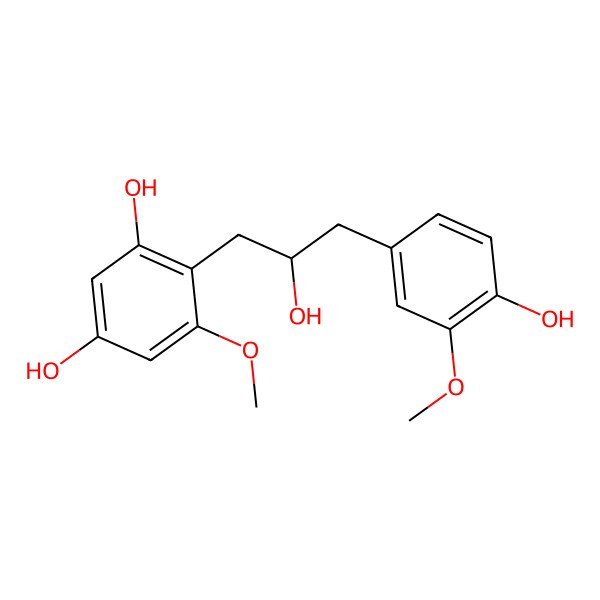 2D Structure of 4-[2-Hydroxy-3-(4-hydroxy-3-methoxyphenyl)propyl]-5-methoxybenzene-1,3-diol