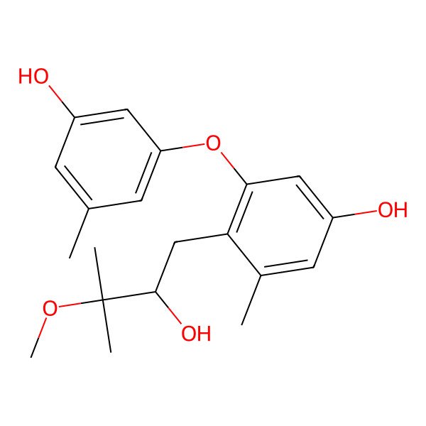 2D Structure of 4-(2-Hydroxy-3-methoxy-3-methylbutyl)-3-(3-hydroxy-5-methylphenoxy)-5-methylphenol
