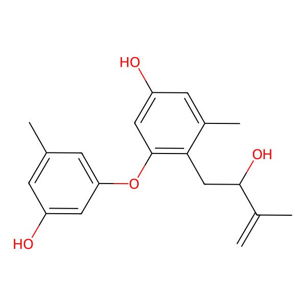 2D Structure of 4-(2-Hydroxy-3-methylbut-3-enyl)-3-(3-hydroxy-5-methylphenoxy)-5-methylphenol