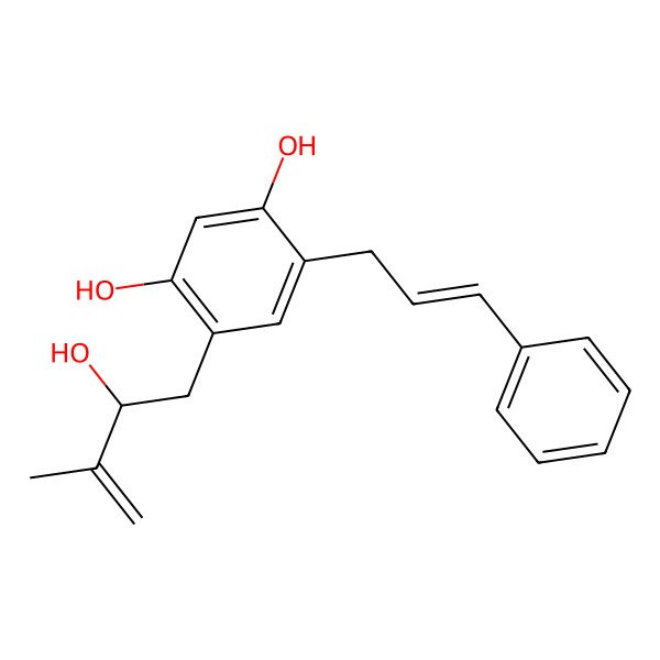 2D Structure of 4-(2-Hydroxy-3-methylbut-3-enyl)-6-(3-phenylprop-2-enyl)benzene-1,3-diol