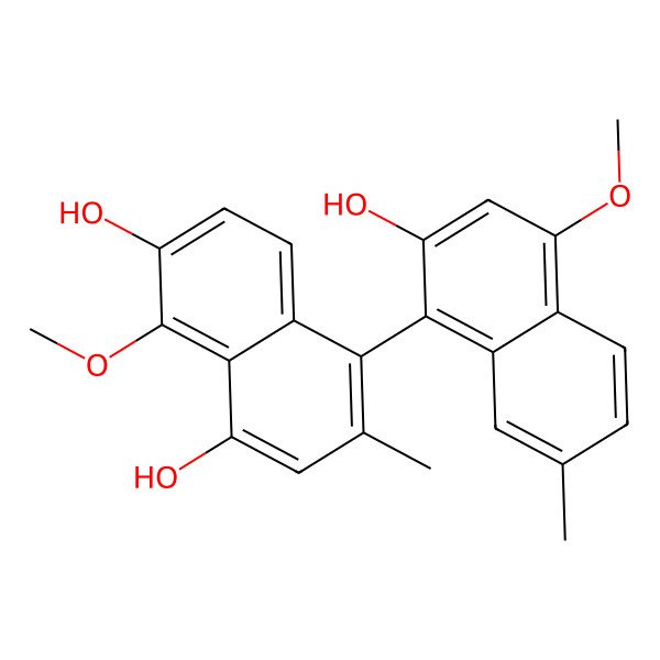 2D Structure of 4-(2-Hydroxy-4-methoxy-7-methylnaphthalen-1-yl)-8-methoxy-3-methylnaphthalene-1,7-diol