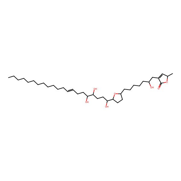 2D Structure of 4-[2-hydroxy-7-[5-[(E)-1,4,5-trihydroxyhenicos-8-enyl]oxolan-2-yl]heptyl]-2-methyl-2H-furan-5-one
