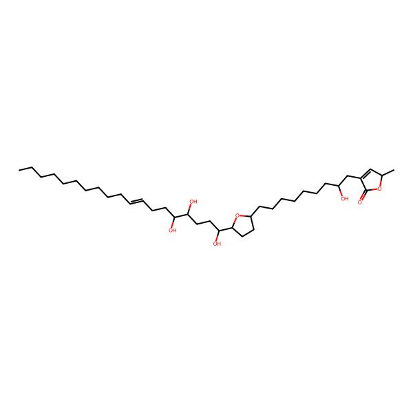 2D Structure of 4-[2-hydroxy-9-[5-(1,4,5-trihydroxynonadec-8-enyl)oxolan-2-yl]nonyl]-2-methyl-2H-furan-5-one