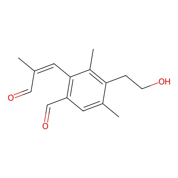 2D Structure of 4-(2-Hydroxyethyl)-3,5-dimethyl-2-(2-methyl-3-oxoprop-1-enyl)benzaldehyde