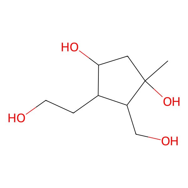 2D Structure of 4-(2-Hydroxyethyl)-5-(hydroxymethyl)-1-methylcyclopentane-1,3-diol