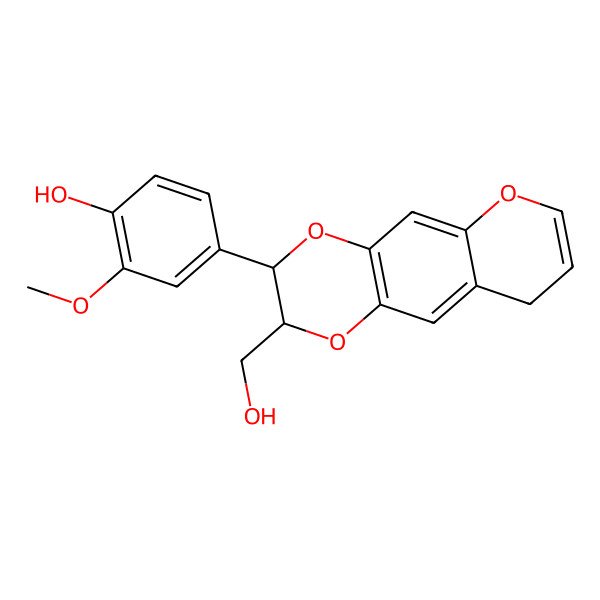 2D Structure of 4-[2-(hydroxymethyl)-3,9-dihydro-2H-pyrano[2,3-g][1,4]benzodioxin-3-yl]-2-methoxyphenol