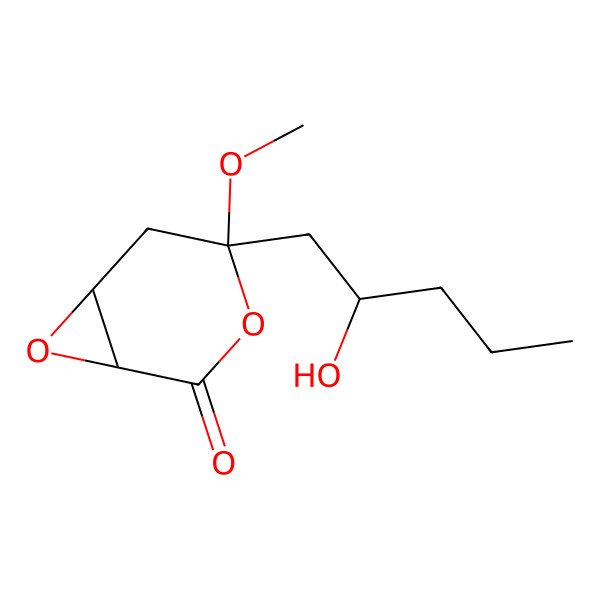 2D Structure of 4-(2-Hydroxypentyl)-4-methoxy-3,7-dioxabicyclo[4.1.0]heptan-2-one